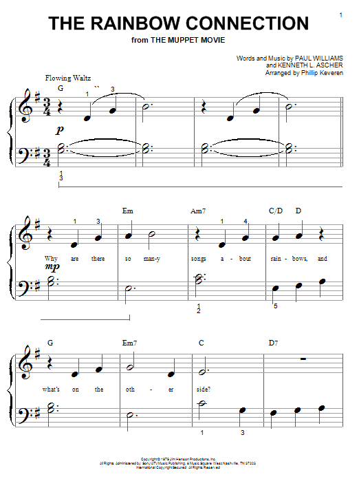 Kermit The Frog The Rainbow Connection (arr. Phillip Keveren) sheet music notes and chords arranged for Big Note Piano