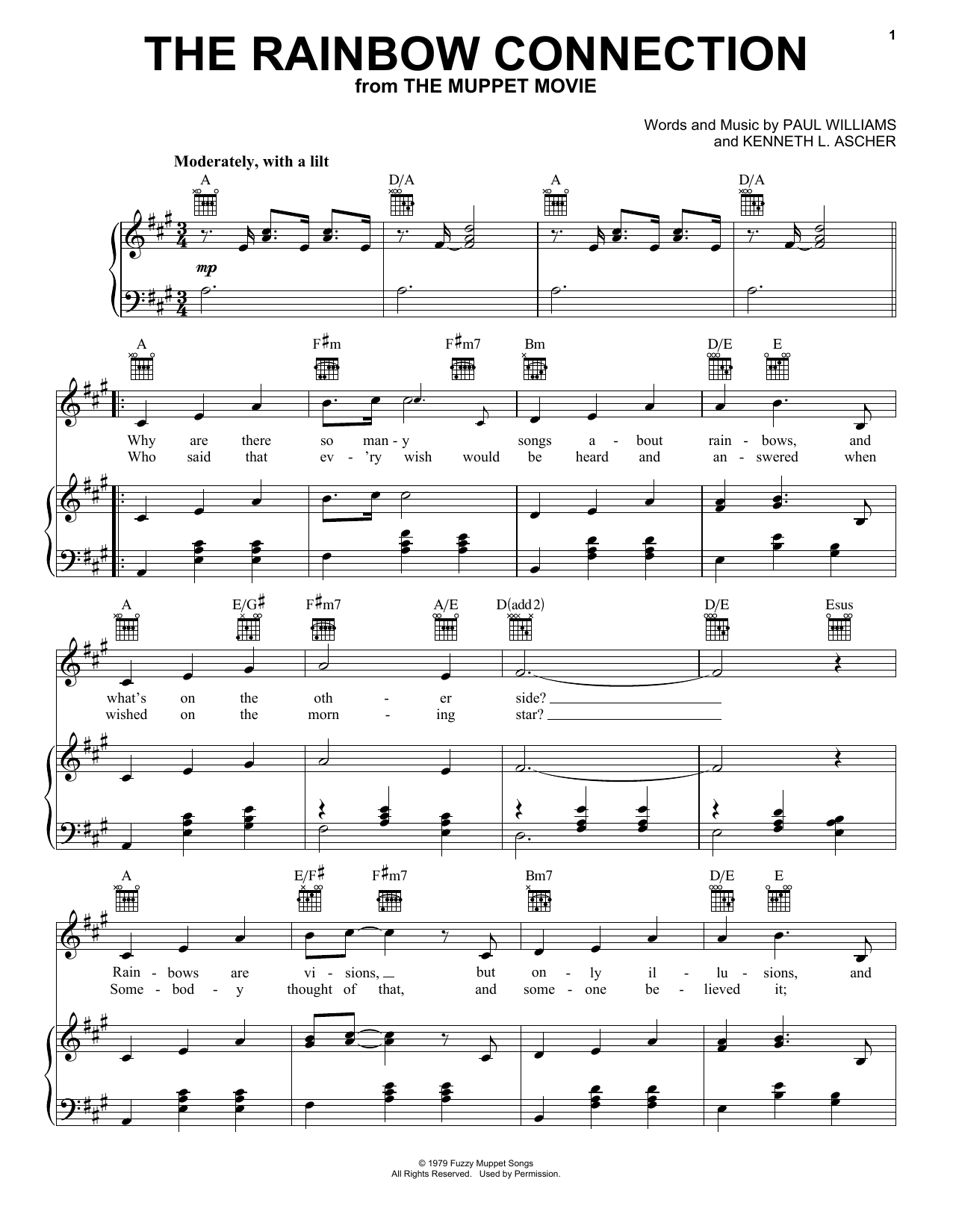Kermit The Frog The Rainbow Connection sheet music notes and chords arranged for Big Note Piano