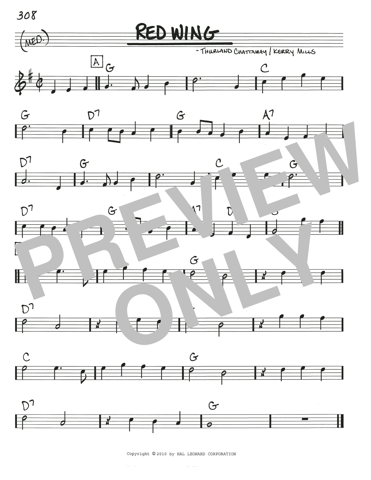Kerry Mills Red Wing sheet music notes and chords arranged for Real Book – Melody, Lyrics & Chords