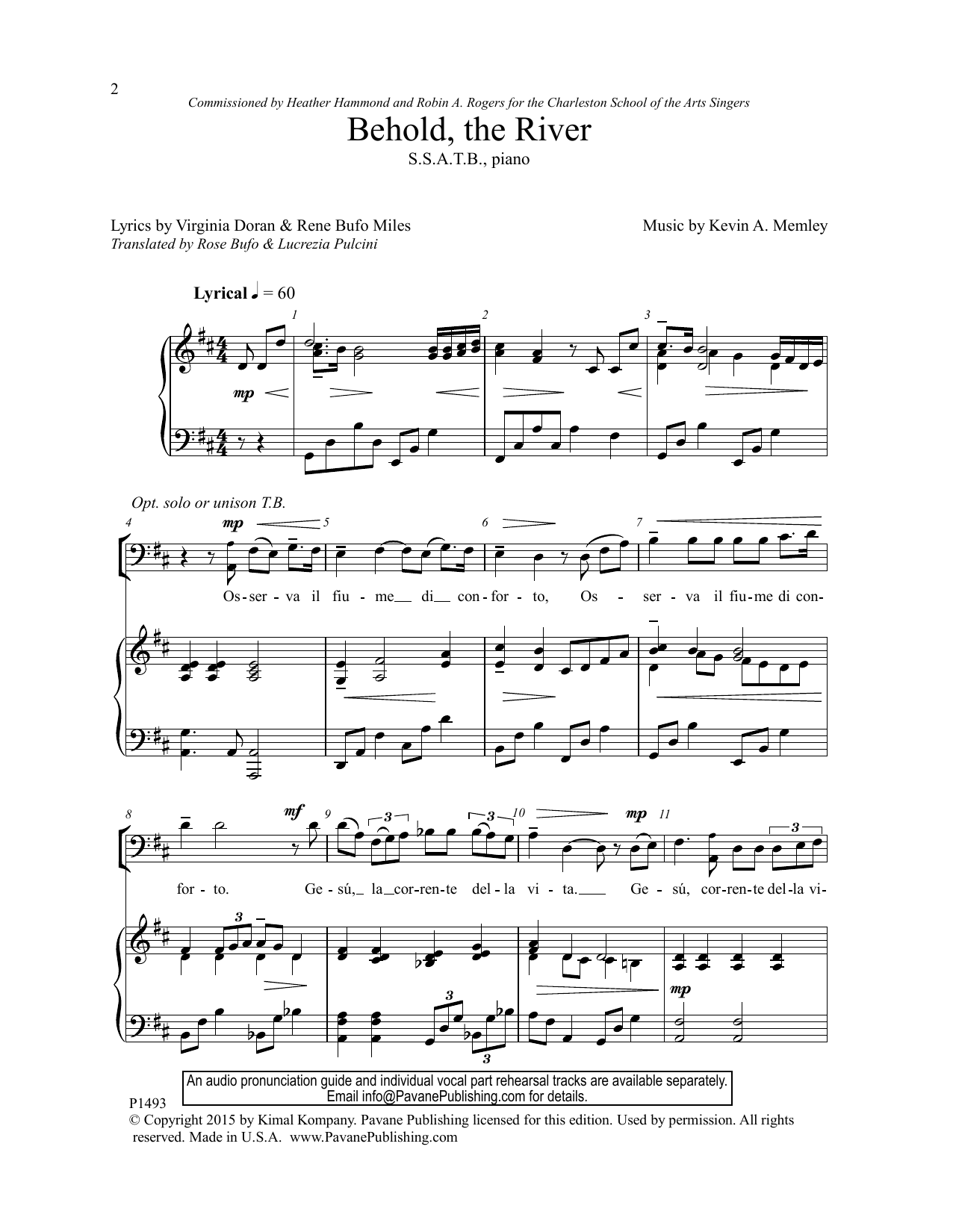Kevin A. Memley Behold the River sheet music notes and chords arranged for SSATB Choir