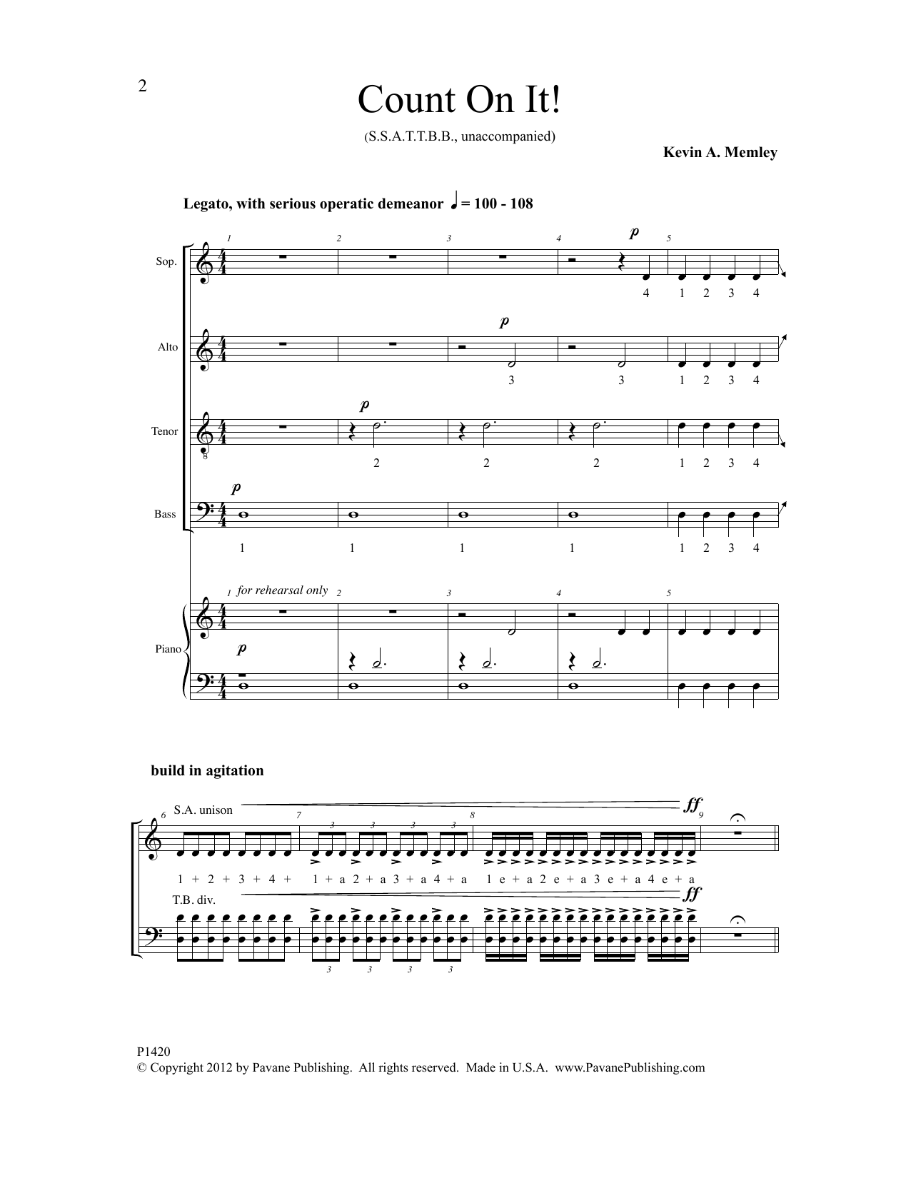Kevin A. Memley Count on It! sheet music notes and chords arranged for SSAATTBB Choir