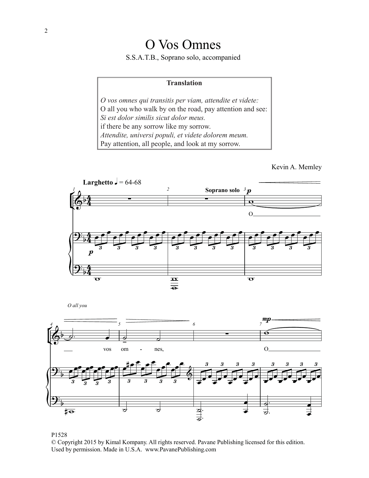 Kevin A. Memley O Vos Omnes sheet music notes and chords arranged for SSATB Choir