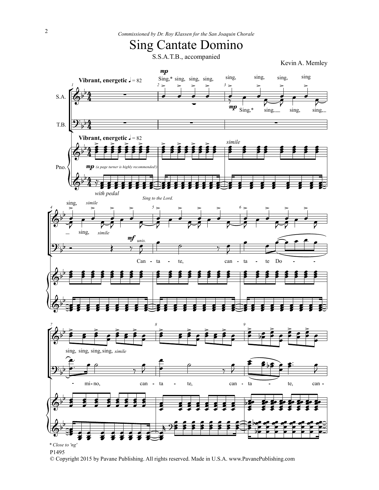 Kevin A. Memley Sing Cantate Domino sheet music notes and chords arranged for Choir