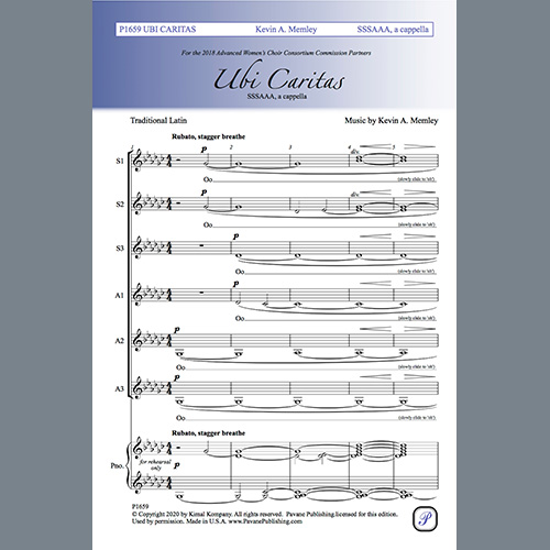 Easily Download Kevin A. Memley Printable PDF piano music notes, guitar tabs for  SSA Choir. Transpose or transcribe this score in no time - Learn how to play song progression.