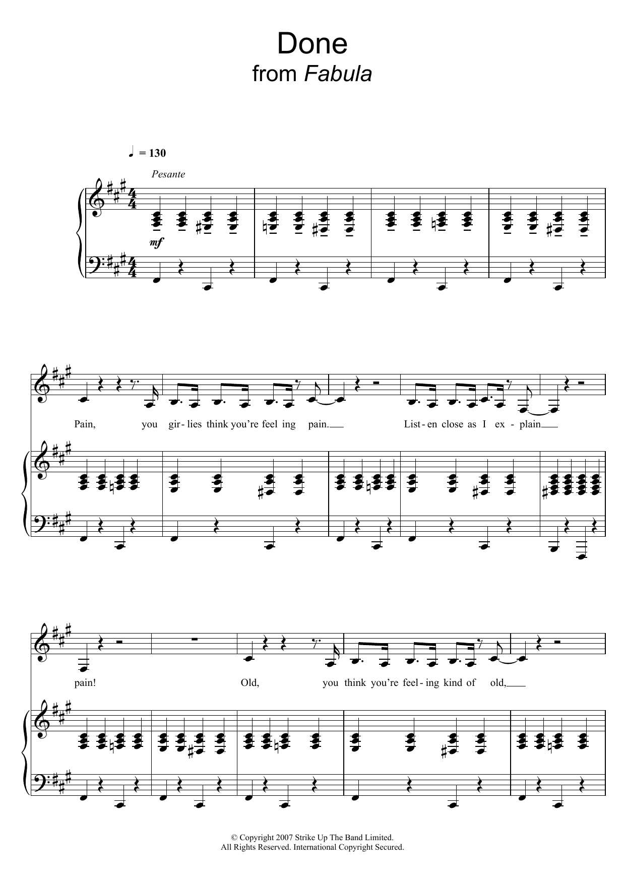 Kevin Hammonds Done (From 'Fabula') sheet music notes and chords arranged for Piano & Vocal