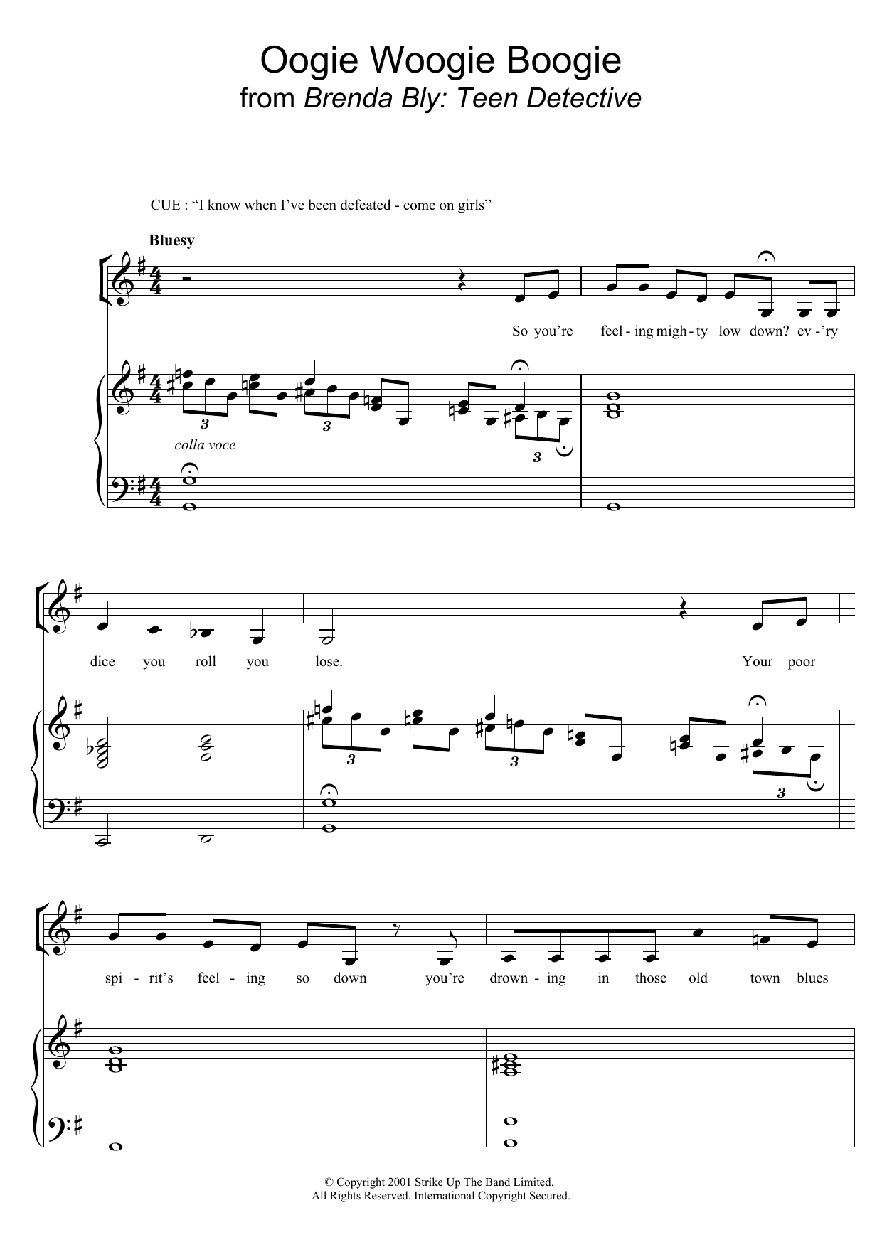 Kevin Hammonds Oogie Woogie Boogie (From 'Brenda Bly: Teen Detective') sheet music notes and chords arranged for Piano & Vocal