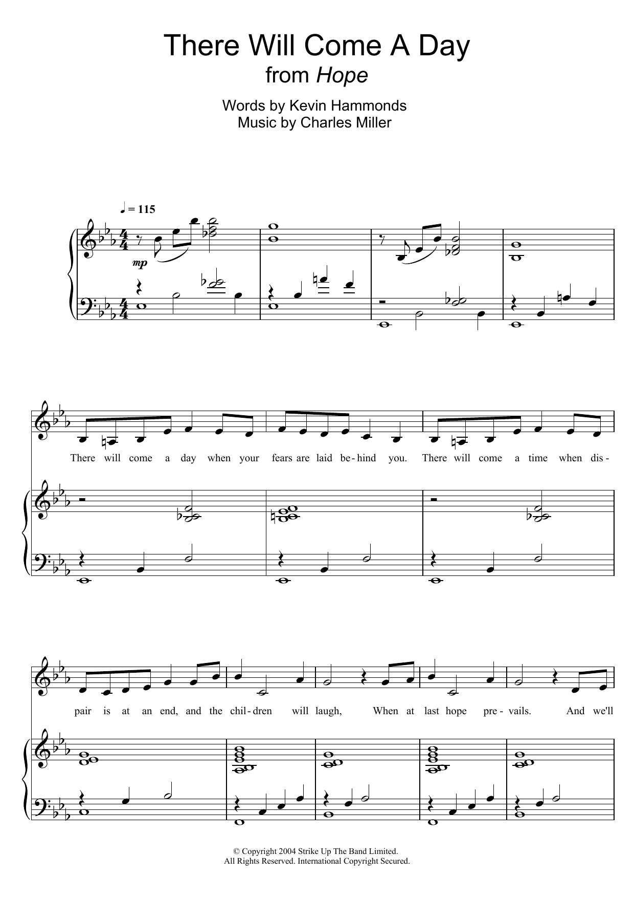 Kevin Hammonds There Will Come A Day (From 'Hope') sheet music notes and chords arranged for Piano & Vocal
