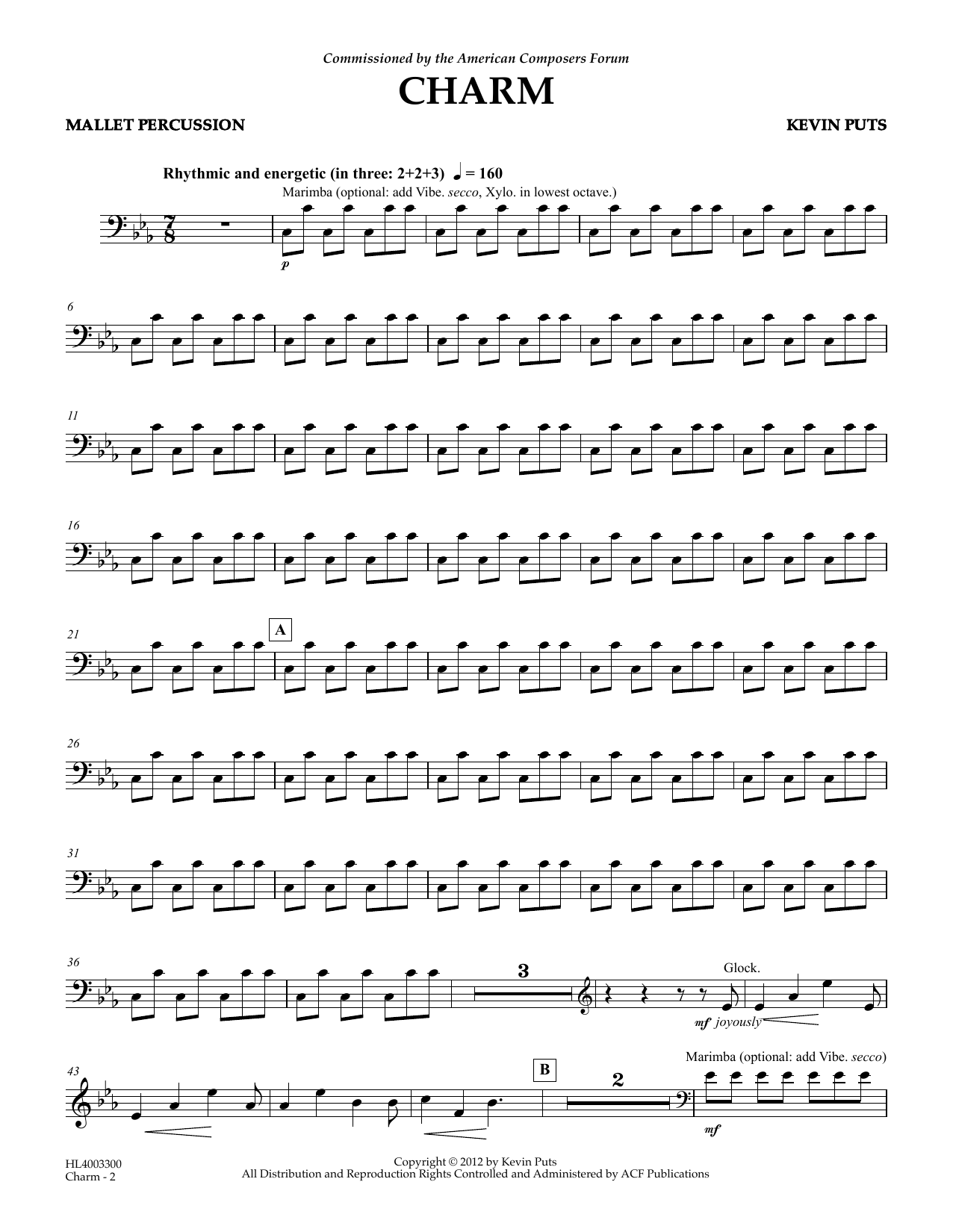 Kevin Puts Charm - Mallet Percussion sheet music notes and chords arranged for Concert Band