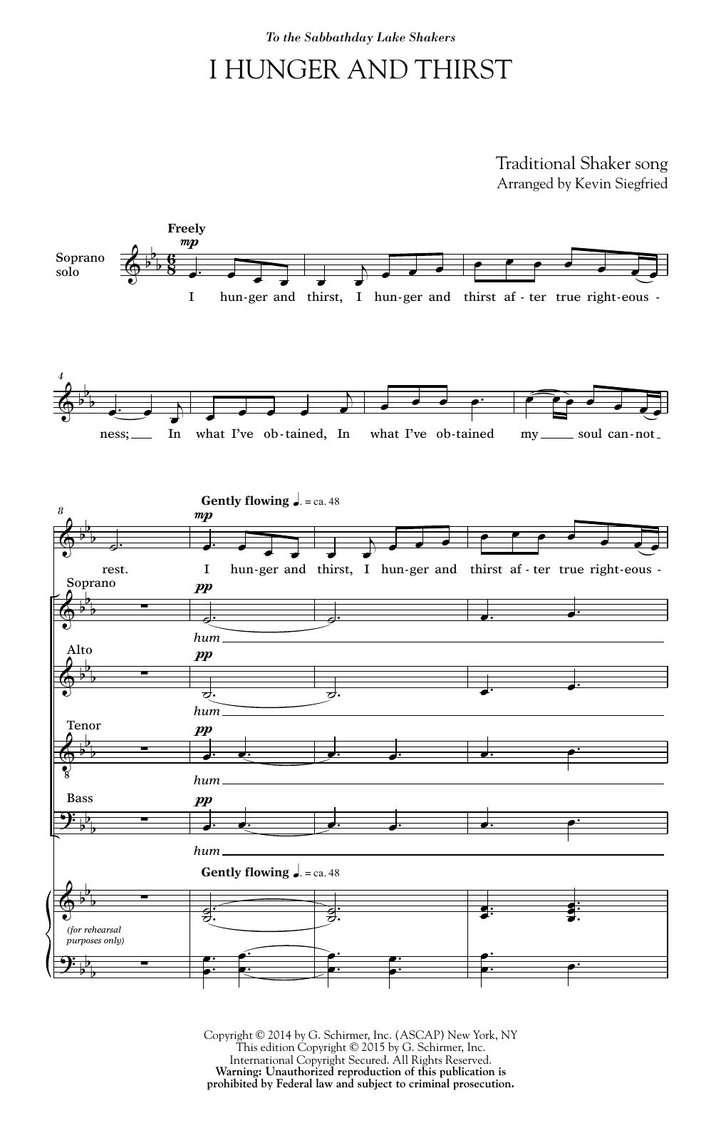 Kevin Siegfried I Hunger And Thirst sheet music notes and chords arranged for SATB Choir