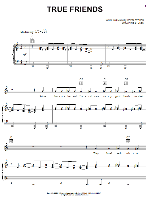 Kevin Stokes True Friends sheet music notes and chords arranged for Piano, Vocal & Guitar Chords (Right-Hand Melody)