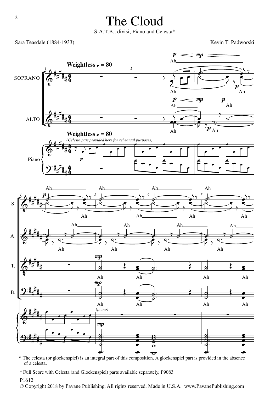 Kevin T. Padworski The Cloud sheet music notes and chords arranged for SATB Choir