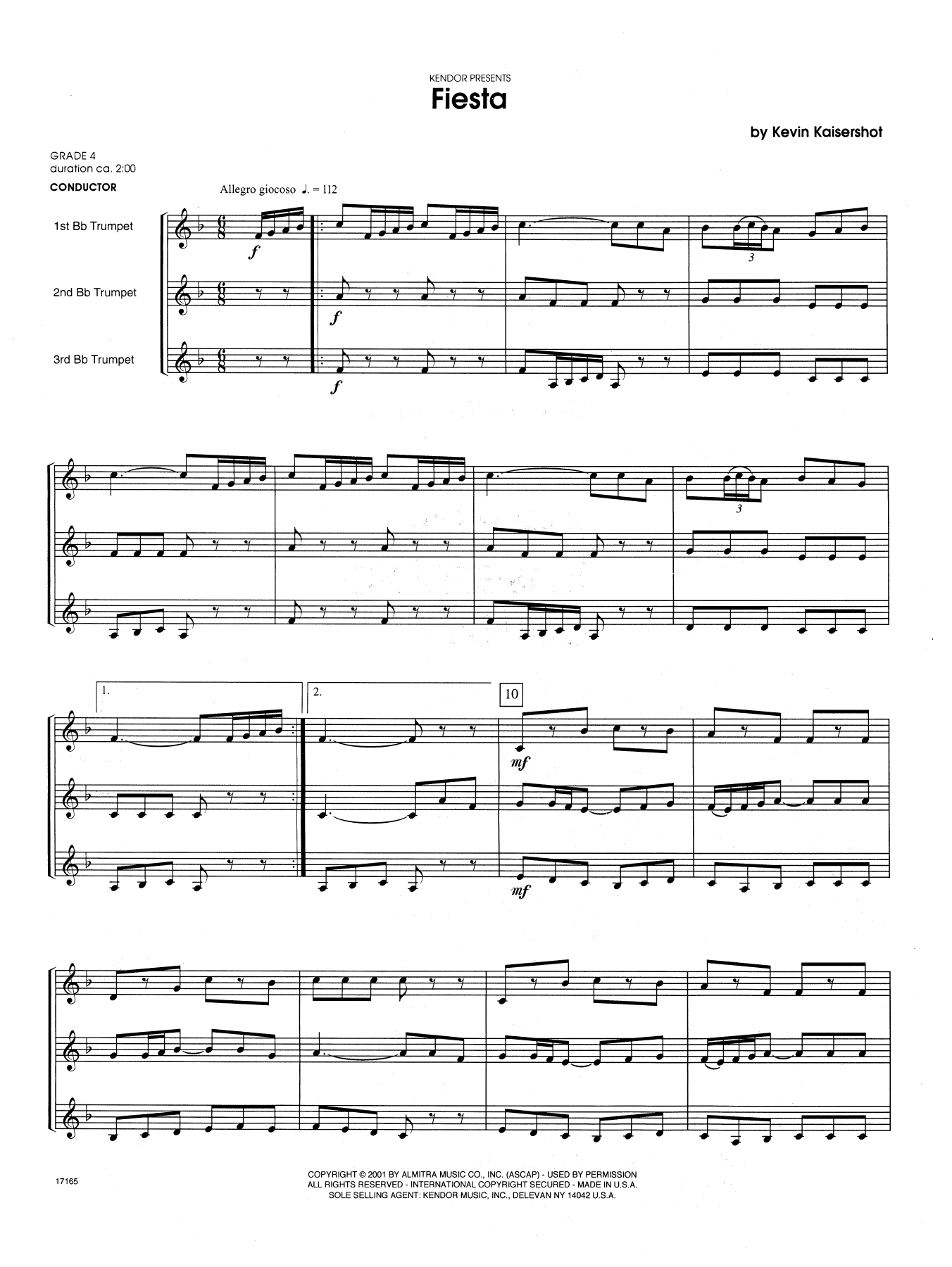 Kevin Kaisershot Fiesta - Full Score sheet music notes and chords. Download Printable PDF.