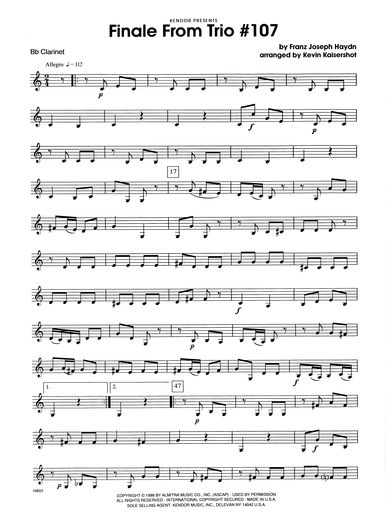 Kevin Kaisershot Finale From Trio #107 - Bb Clarinet sheet music notes and chords. Download Printable PDF.