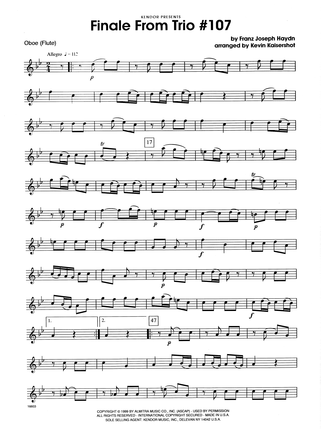 Kevin Kaisershot Finale From Trio #107 - Oboe sheet music notes and chords. Download Printable PDF.