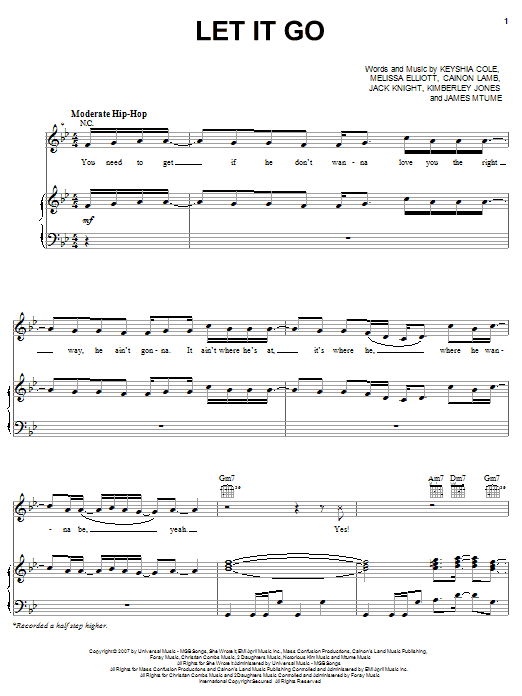 Keyshia Cole featuring Missy Elliott & Lil' Kim Let It Go sheet music notes and chords arranged for Piano, Vocal & Guitar Chords (Right-Hand Melody)