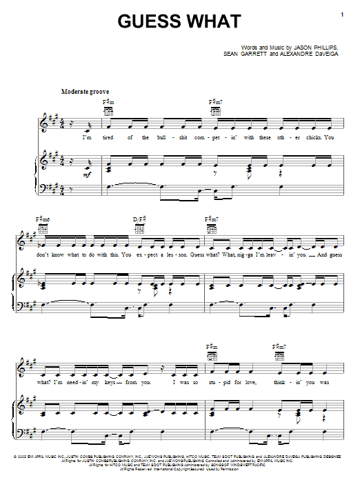 Keyshia Cole Guess What sheet music notes and chords arranged for Piano, Vocal & Guitar Chords (Right-Hand Melody)