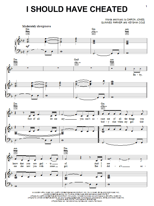 Keyshia Cole I Should Have Cheated sheet music notes and chords arranged for Piano, Vocal & Guitar Chords (Right-Hand Melody)