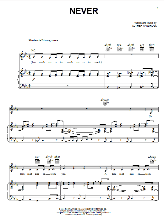 Keyshia Cole Never sheet music notes and chords arranged for Piano, Vocal & Guitar Chords (Right-Hand Melody)