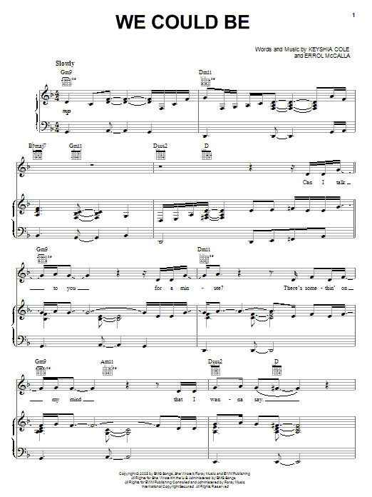 Keyshia Cole We Could Be sheet music notes and chords arranged for Piano, Vocal & Guitar Chords (Right-Hand Melody)