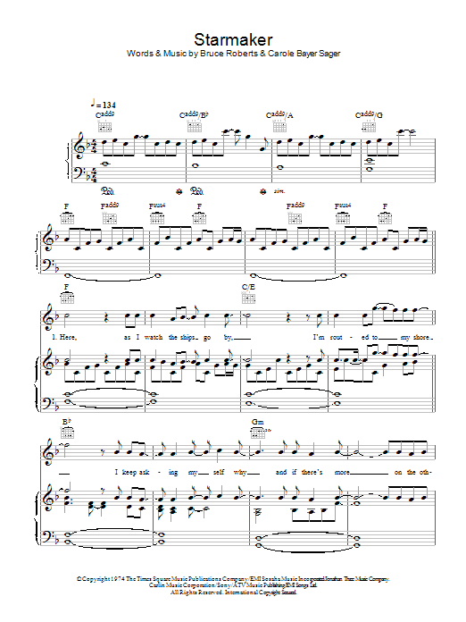 Kids From Fame Starmaker sheet music notes and chords arranged for Piano, Vocal & Guitar Chords