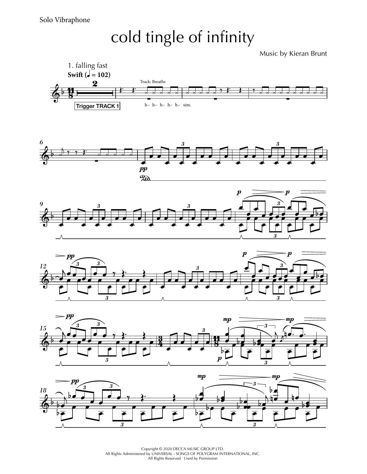 Kieran Brunt Cold Tingle Of Infinity sheet music notes and chords arranged for Vibraphone Solo