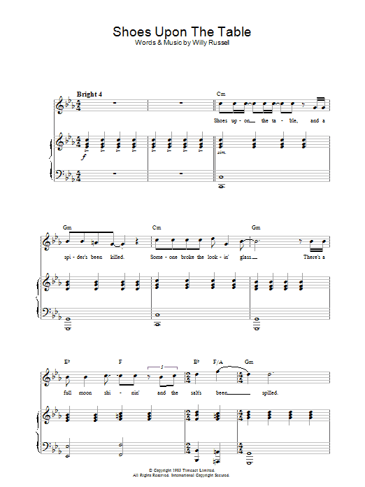 Kiki Dee Shoes Upon The Table sheet music notes and chords arranged for Piano, Vocal & Guitar Chords