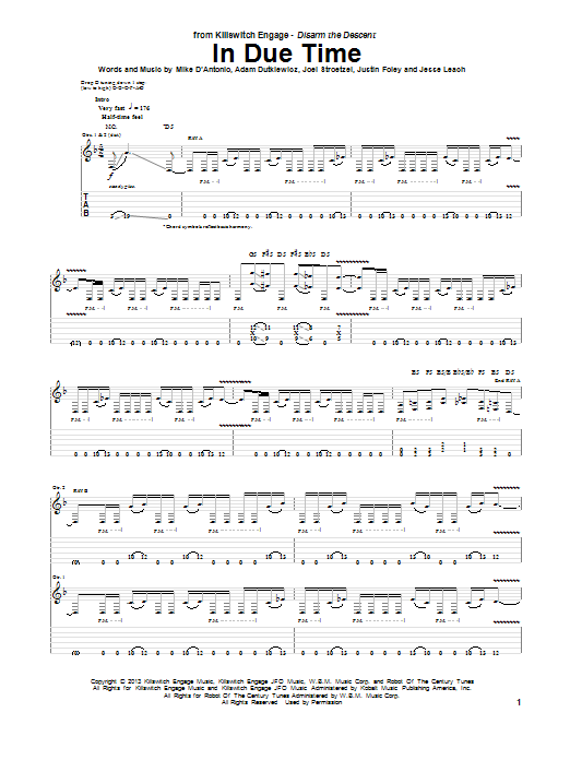 Killswitch Engage In Due Time sheet music notes and chords arranged for Guitar Tab