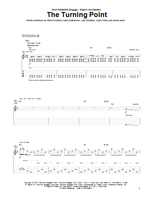 Killswitch Engage The Turning Point sheet music notes and chords arranged for Guitar Tab