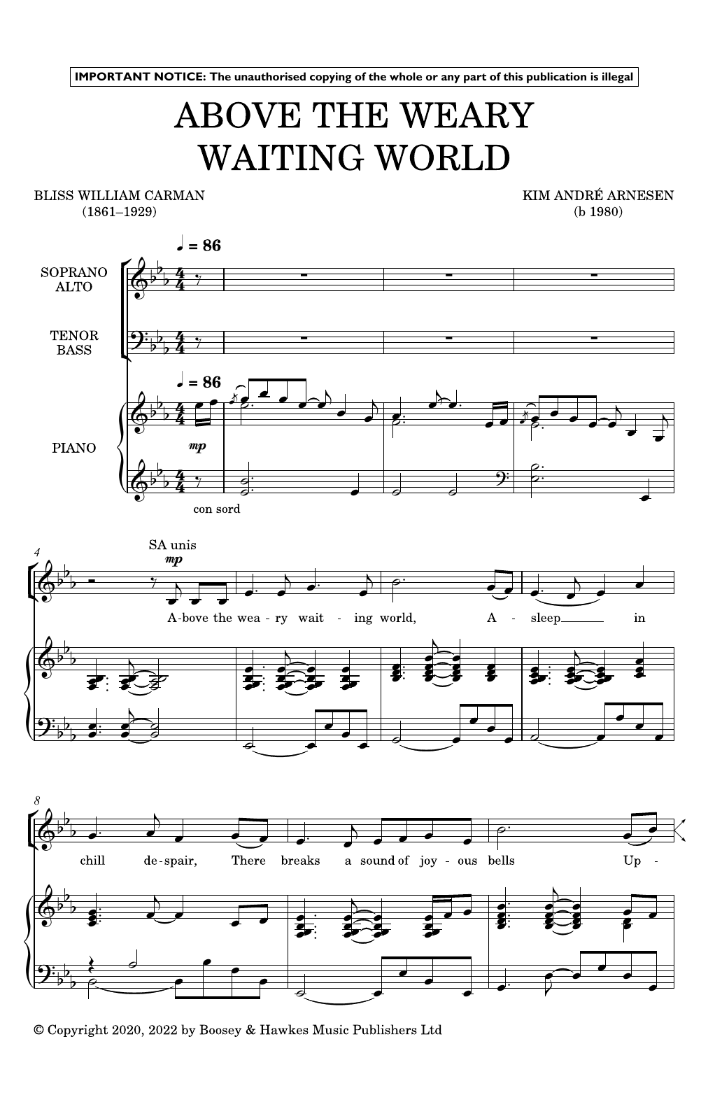 Kim André Arnesen Above The Weary Waiting World sheet music notes and chords arranged for Choir