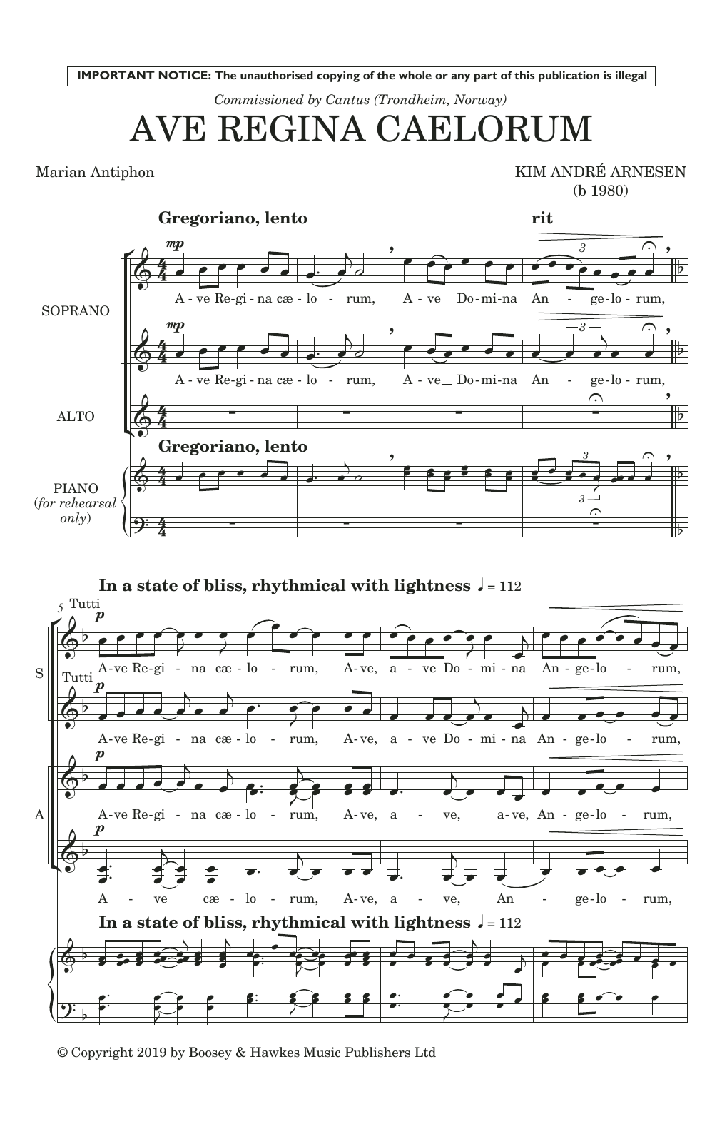 Kim André Arnesen Ave Regina Caelorum sheet music notes and chords arranged for Choir