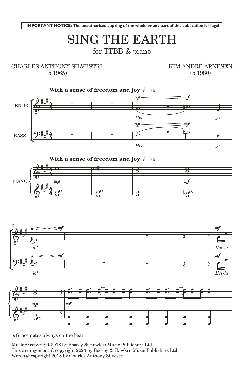 Kim André Arnesen Sing The Earth (Lower Voices) sheet music notes and chords arranged for TTBB Choir