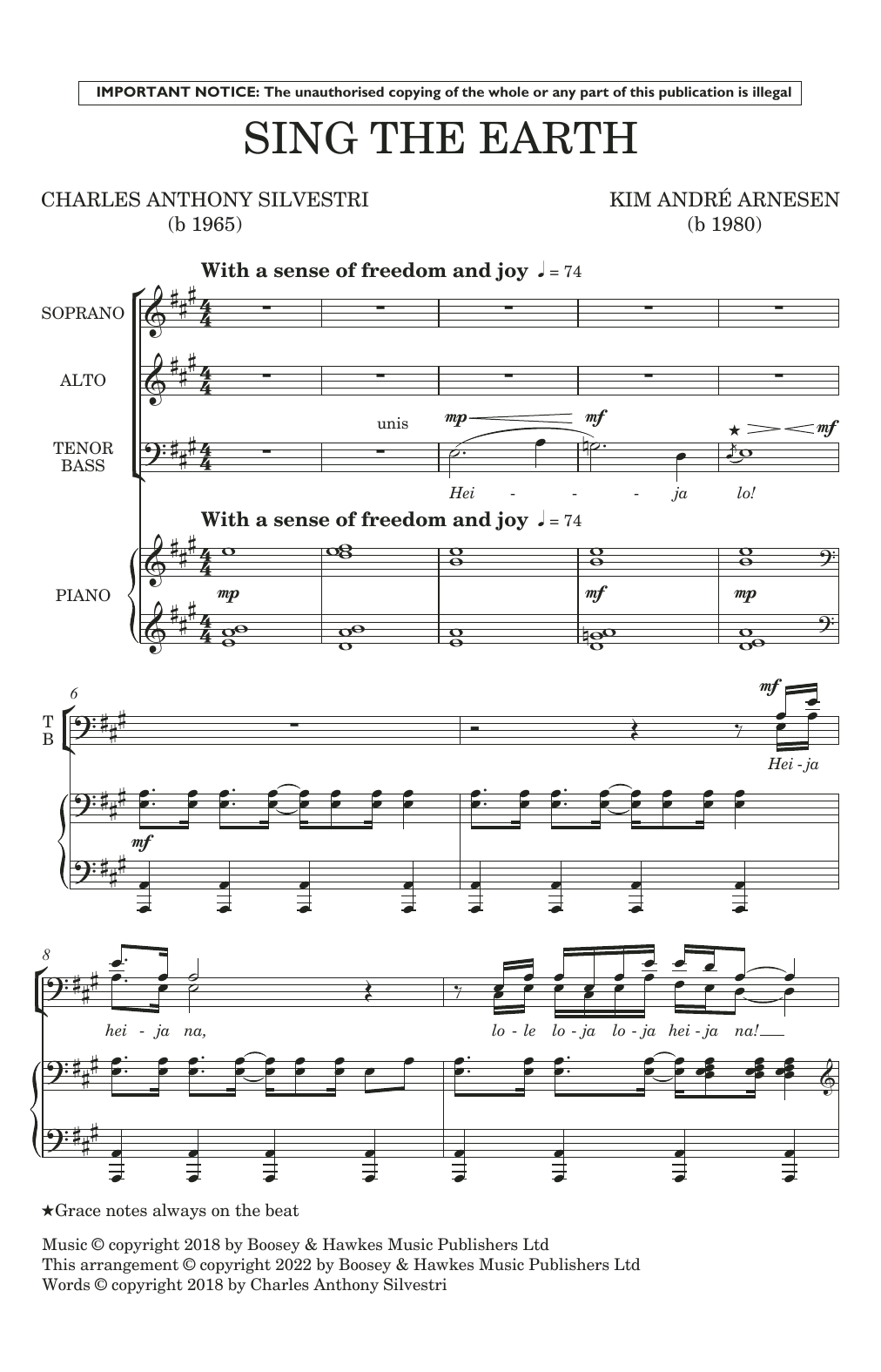 Kim André Arnesen Sing The Earth (Mixed Voices) sheet music notes and chords arranged for Choir