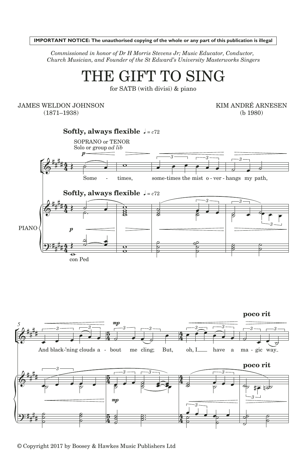 Kim André Arnesen The Gift To Sing sheet music notes and chords arranged for SATB Choir