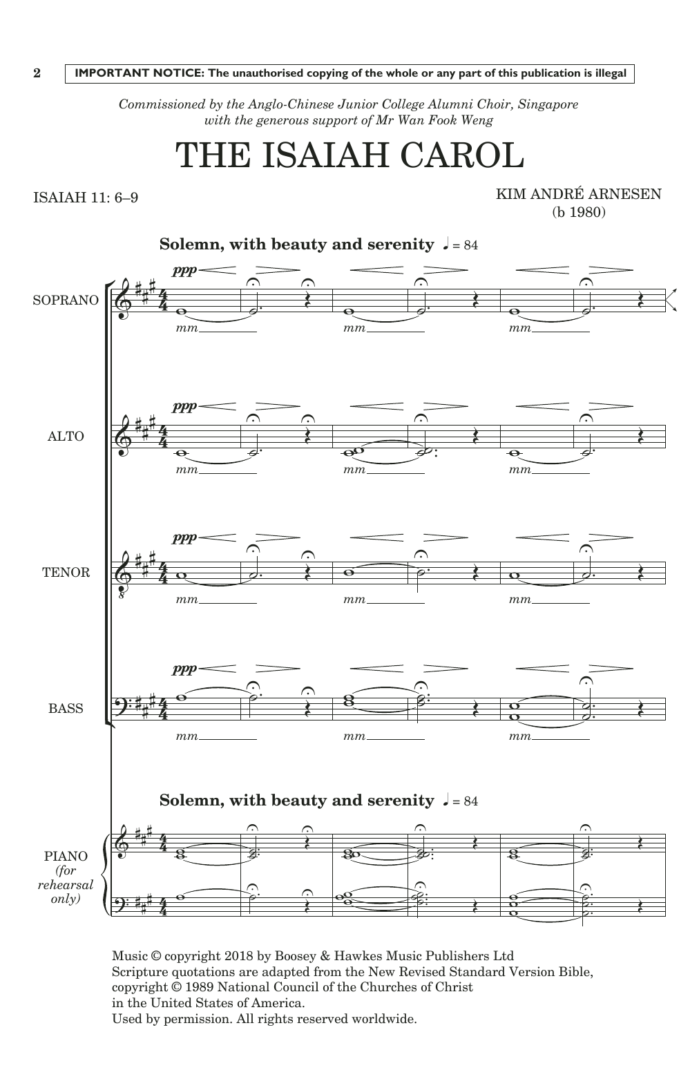 Kim André Arnesen The Isaiah Carol sheet music notes and chords arranged for Choir