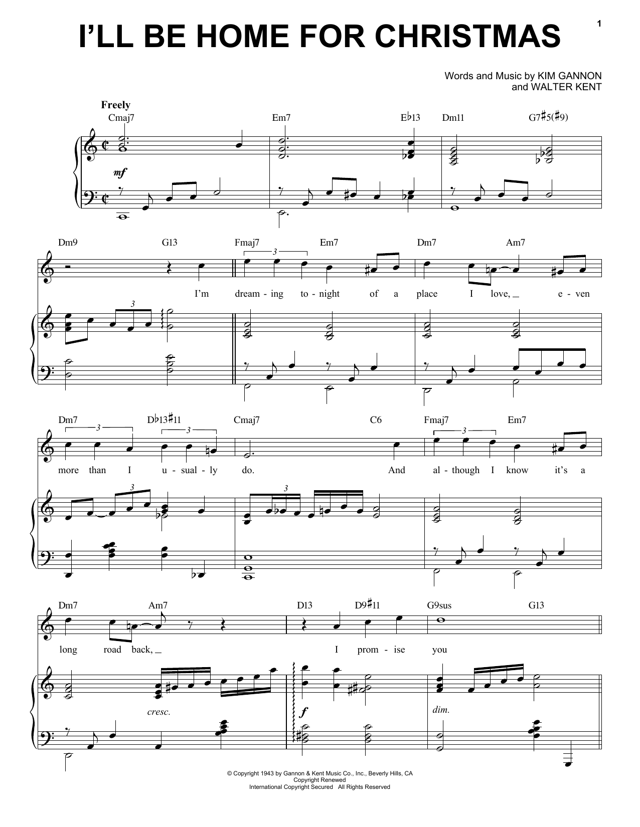 Kim Gannon & Walter Kent I'll Be Home For Christmas [Jazz Version] (arr. Brent Edstrom) sheet music notes and chords arranged for Piano & Vocal