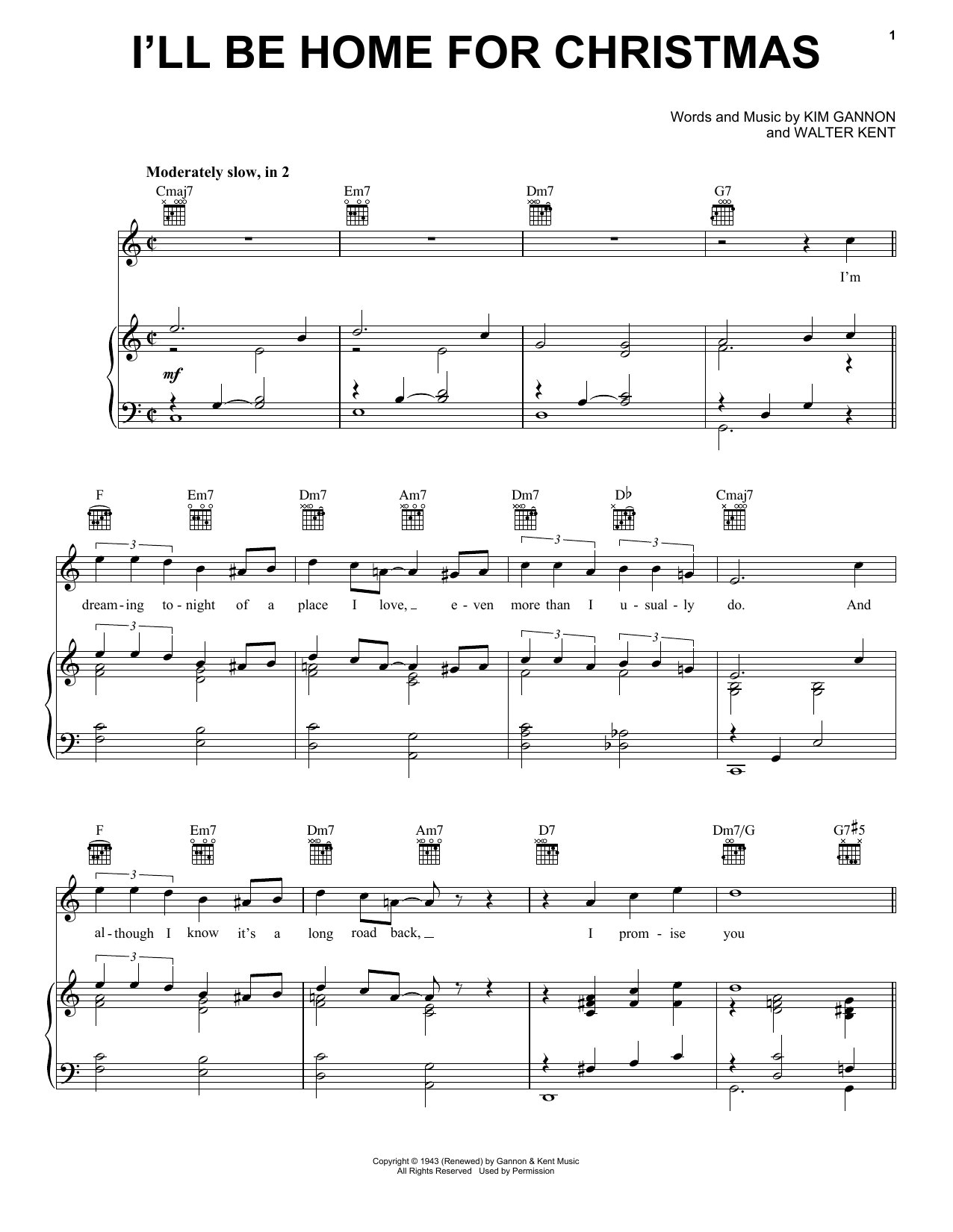 Kim Gannon & Walter Kent I'll Be Home For Christmas sheet music notes and chords arranged for Bells Solo