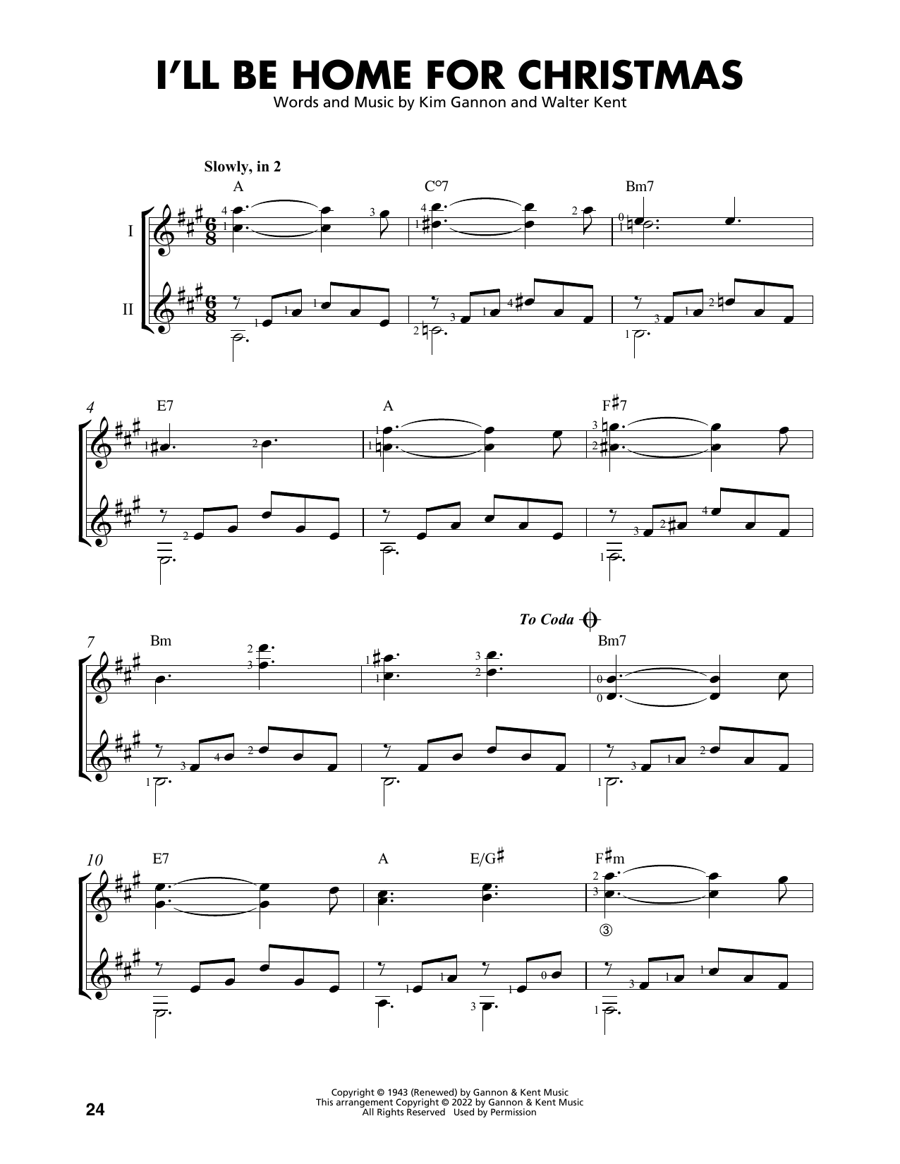 Kim Gannon I'll Be Home For Christmas (arr. Mark Phillips) sheet music notes and chords arranged for Easy Guitar Tab