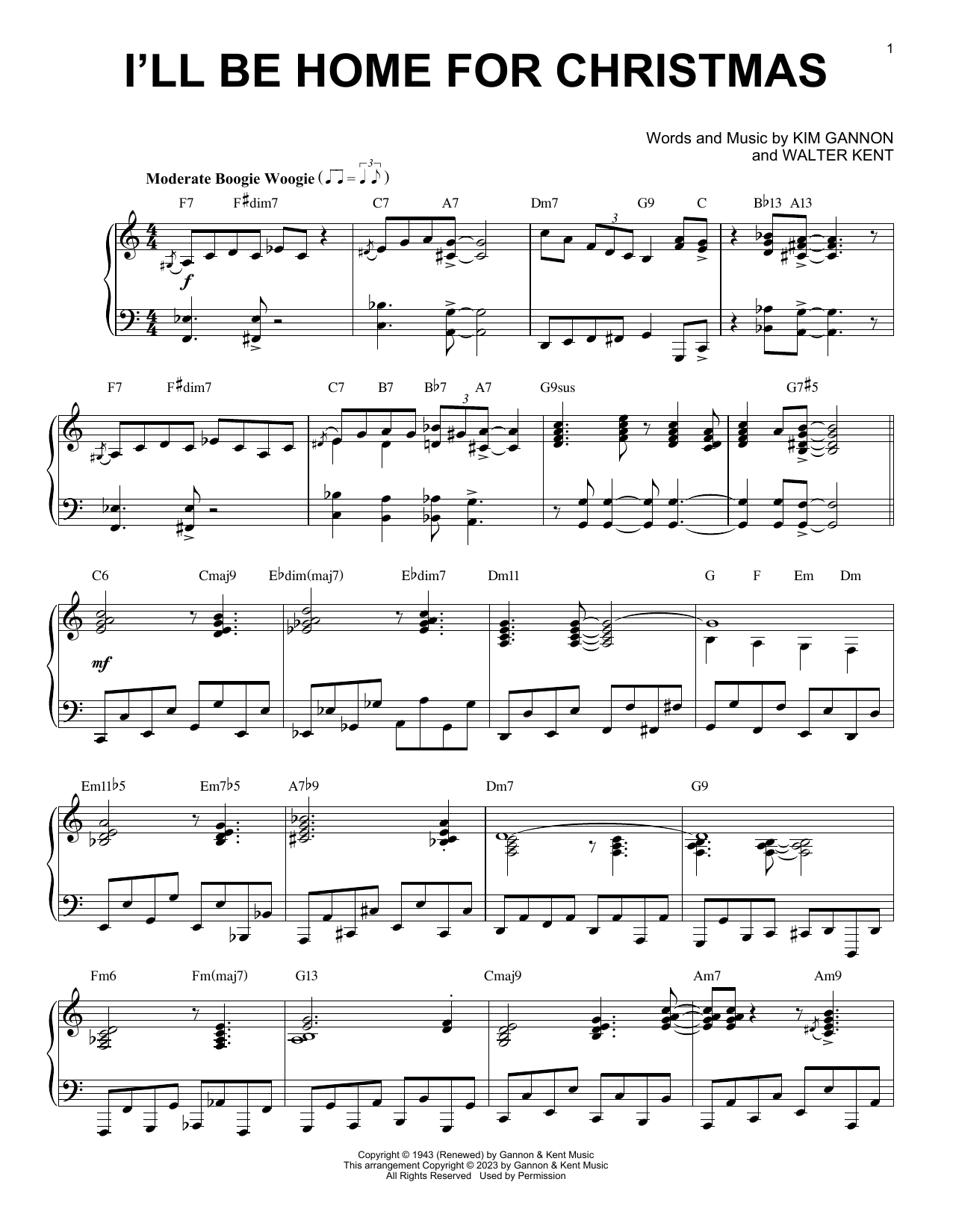 Kim Gannon I'll Be Home For Christmas [Boogie Woogie version] (arr. Brent Edstrom) sheet music notes and chords arranged for Piano Solo