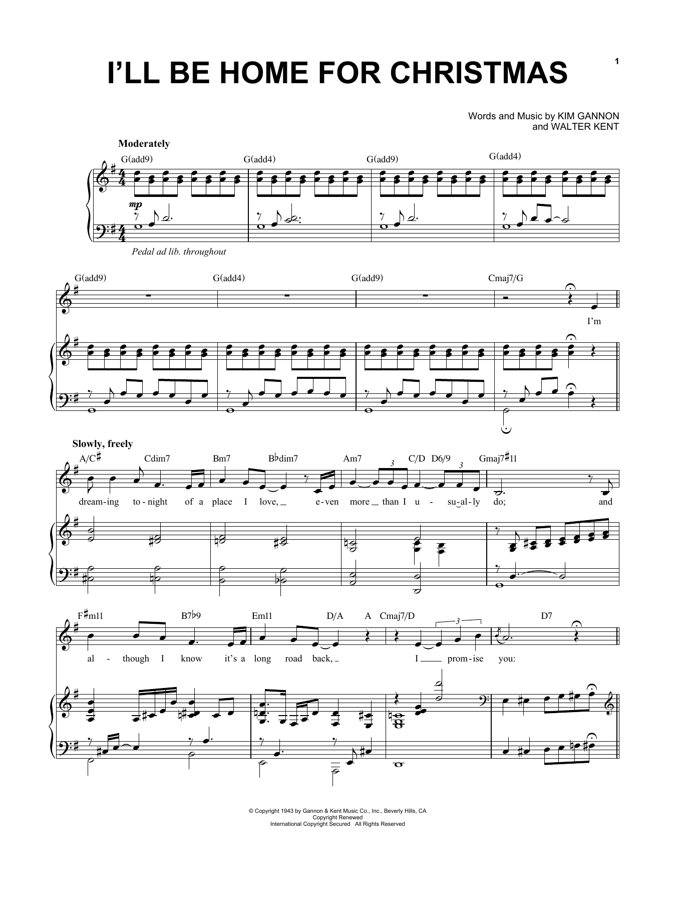 Kim Gannon I'll Be Home For Christmas sheet music notes and chords arranged for Alto Sax Duet