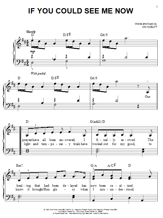 Kim Noblitt If You Could See Me Now sheet music notes and chords arranged for Easy Piano