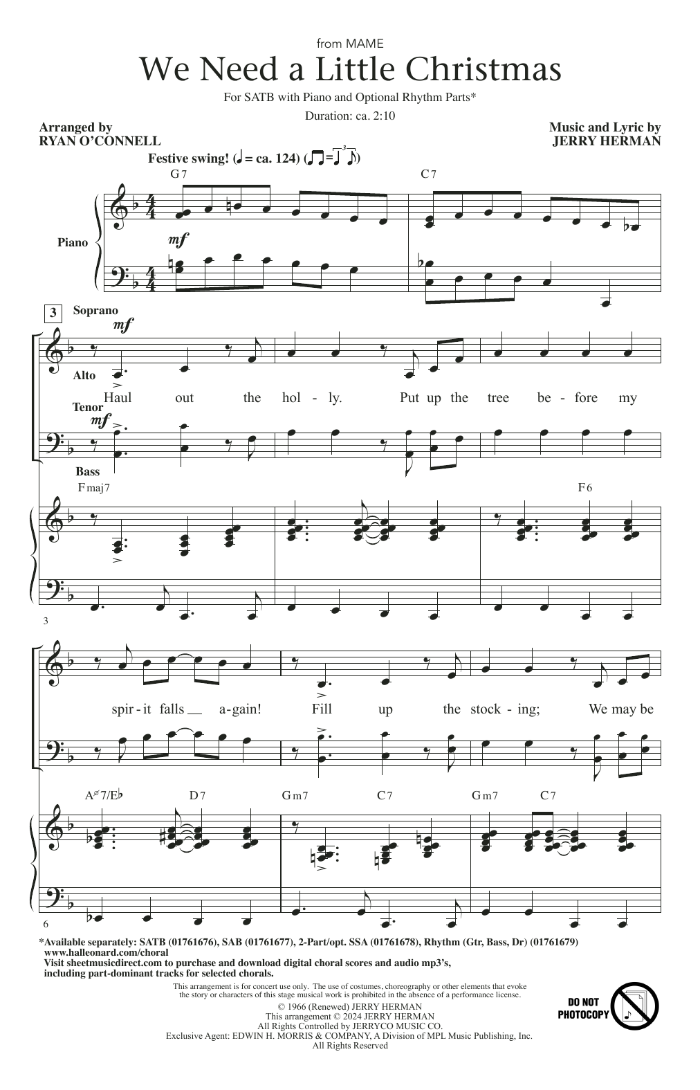 Kimberley Locke We Need A Little Christmas (from Mame) (arr. Ryan O'Connell) sheet music notes and chords arranged for Choir