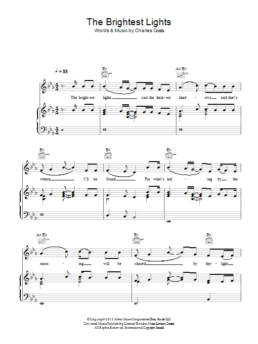 King Charles featuring Mumford & Sons The Brightest Lights sheet music notes and chords arranged for Piano, Vocal & Guitar Chords