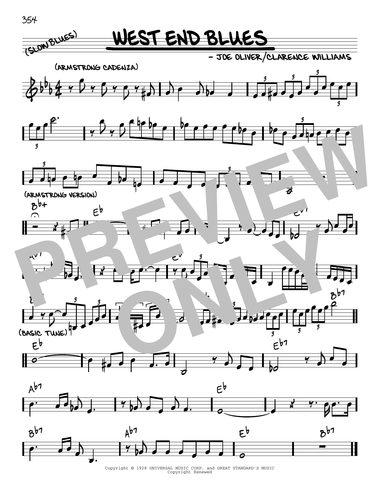 King Oliver West End Blues (arr. Robert Rawlins) sheet music notes and chords arranged for Real Book – Melody, Lyrics & Chords