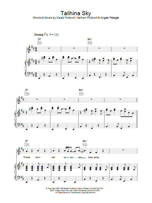 Kings Of Leon Talihina Sky sheet music notes and chords arranged for Guitar Tab