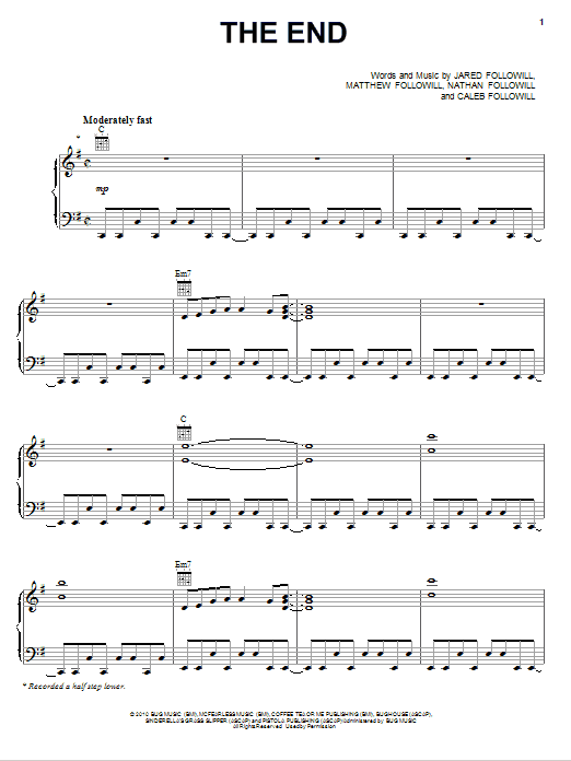 Kings Of Leon The End sheet music notes and chords arranged for Guitar Tab