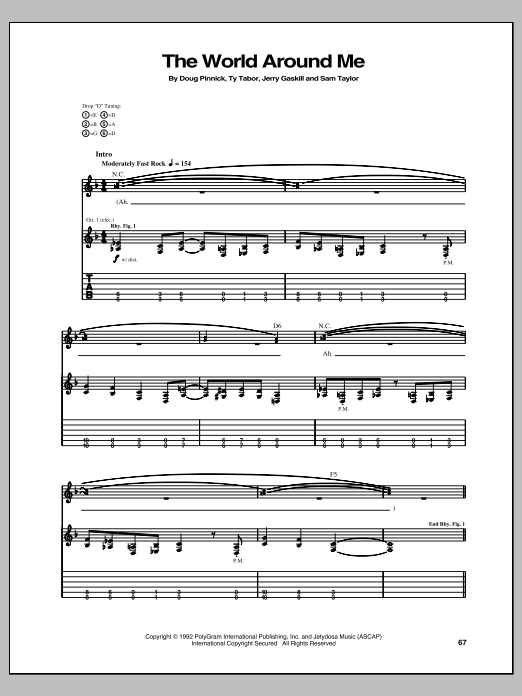 King's X The World Around Me sheet music notes and chords arranged for Guitar Tab