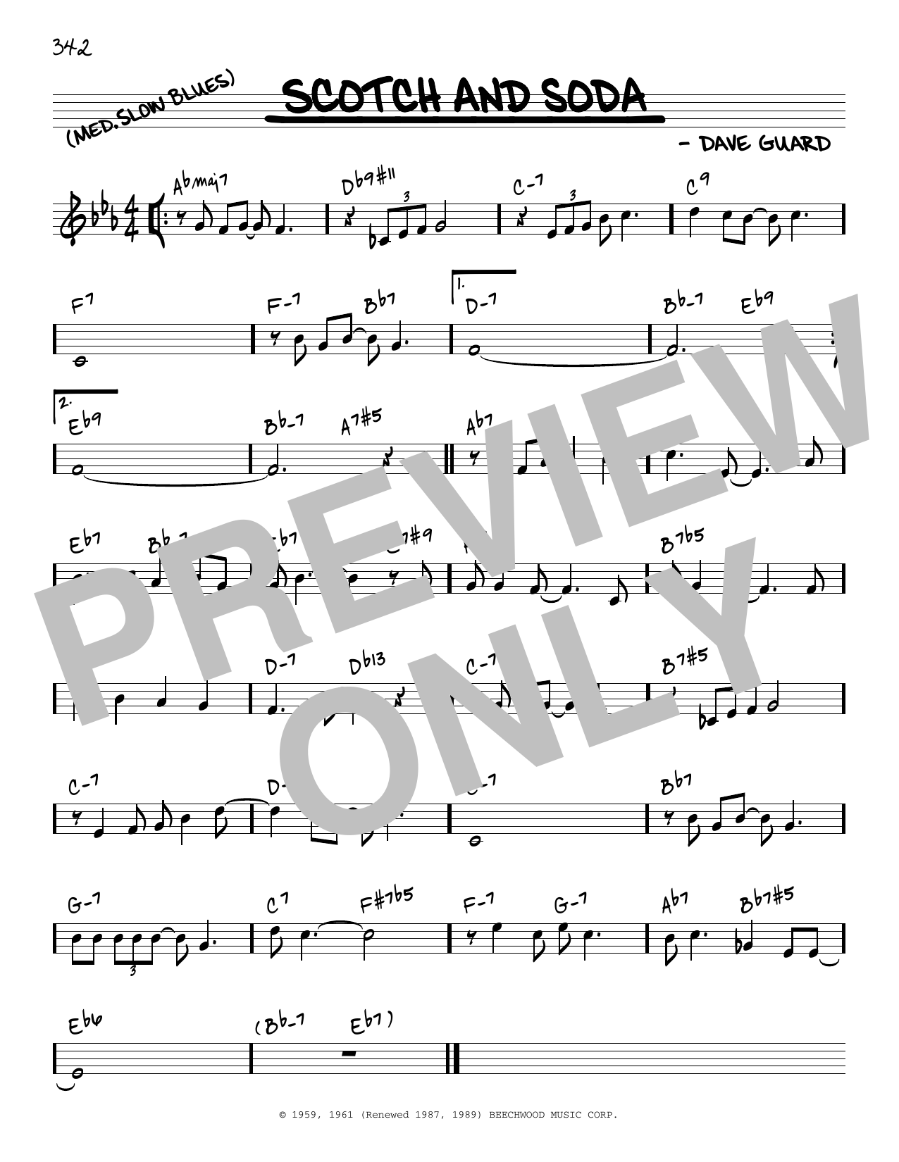 Kingston Trio Scotch And Soda [Reharmonized version] (arr. Jack Grassel) sheet music notes and chords arranged for Real Book – Melody & Chords