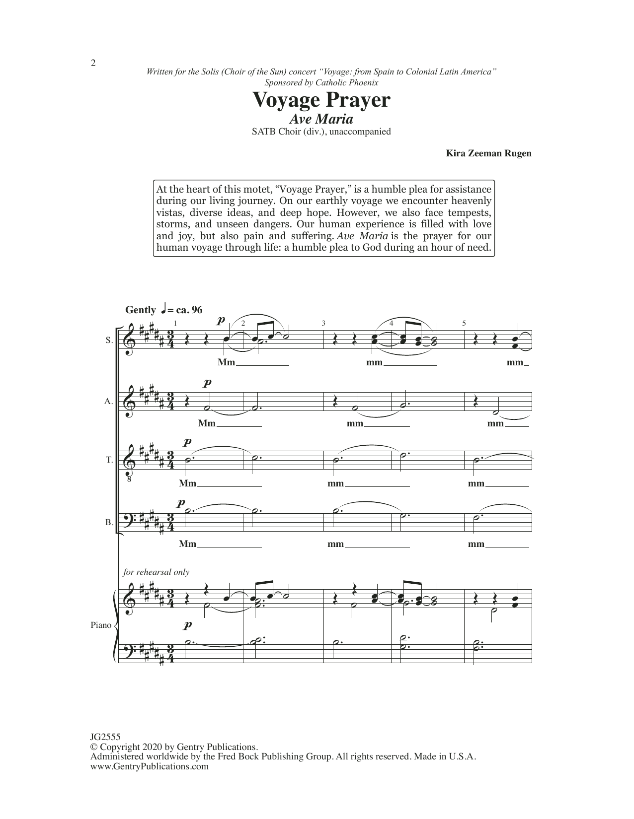Kira Rugen Voyage Prayer sheet music notes and chords arranged for SATB Choir