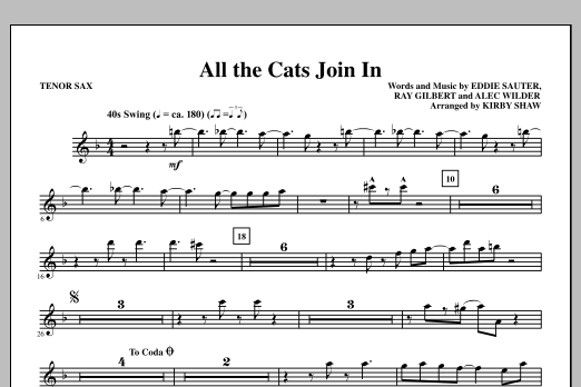 Kirby Shaw All The Cats Join In - Bb Tenor Saxophone sheet music notes and chords arranged for Choir Instrumental Pak