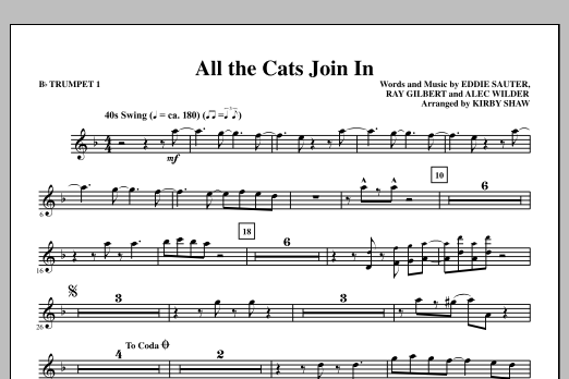 Kirby Shaw All The Cats Join In - Bb Trumpet 1 sheet music notes and chords arranged for Choir Instrumental Pak